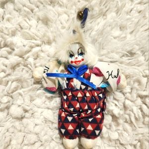 Vintage 80's 8" Hubao Clown! Porcelain Face, Hand Made & Hand Painted Original!!